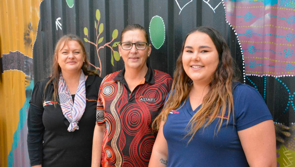 Gunida Gunyah Aboriginal Corporation's family support workers Shantel Simpson and Libby Wicks with chief executive officer Jane Bender (centre). Photo: Jessica Worboys