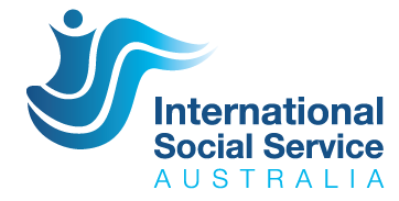 International Social Service Australia logo - blue gradient swish character
