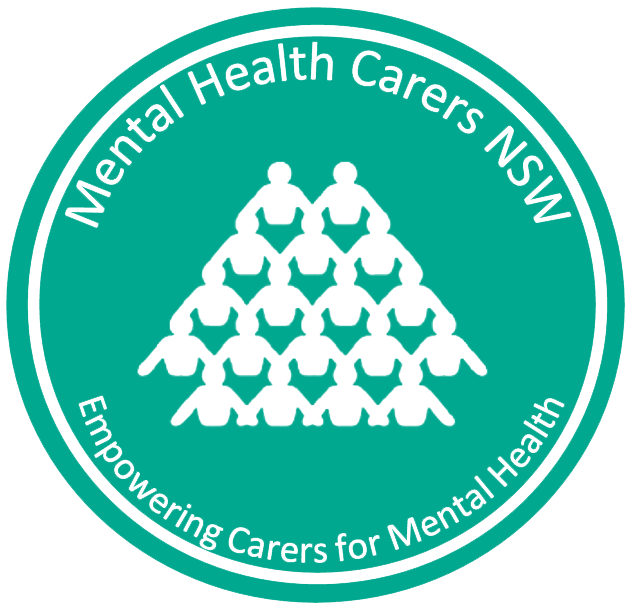 Mental Health Carers NSW logo - green circle with group of people inside "empowering carers for mental health"
