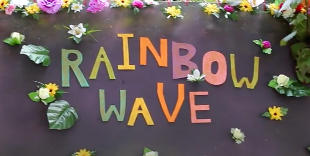 Rainbow Waves colourful sign
