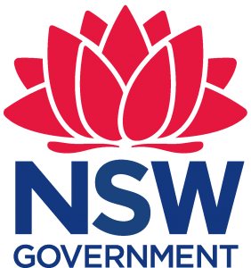 NSW Government Logo - Red Warratah and blue text
